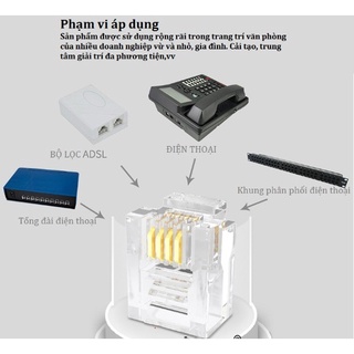 Đầu bấm cáp điện thoại RJ11 4Pin Commscope ( túi 100 đầu )