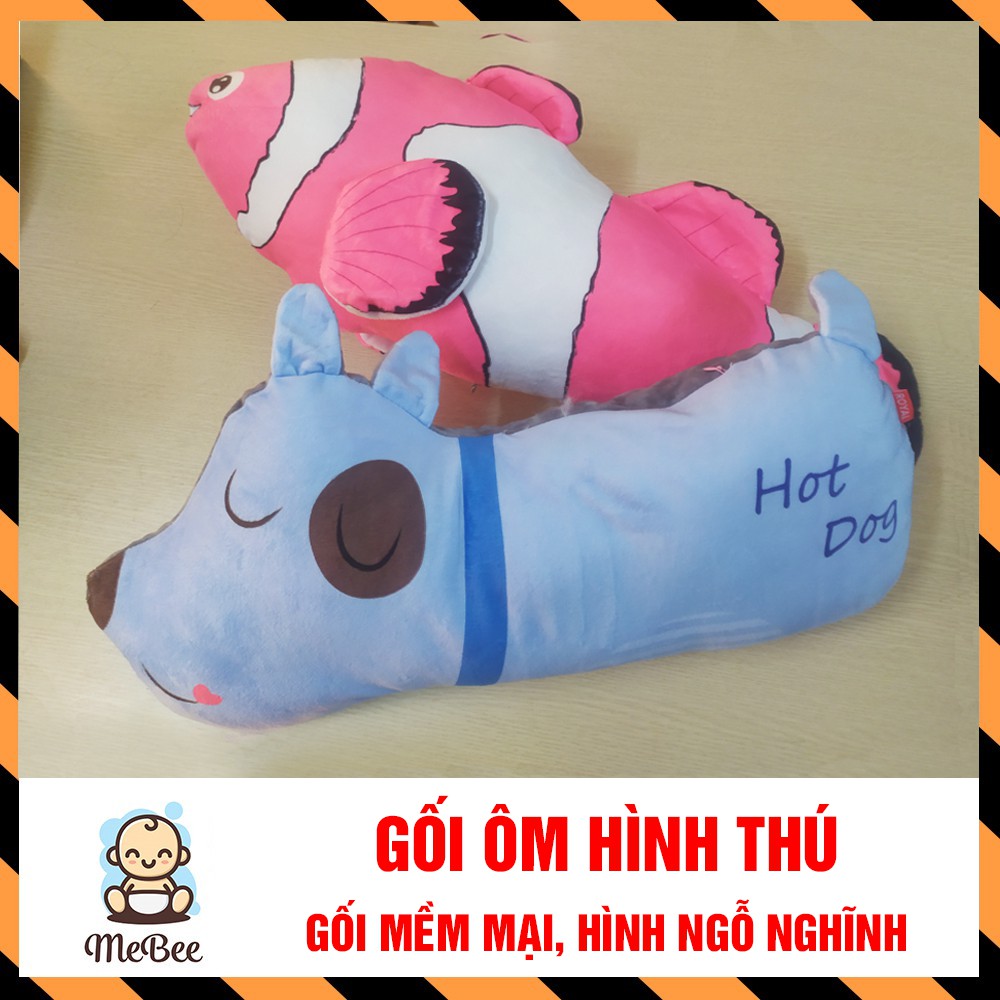 Gối ôm nhồi bông hình thú mềm mịn (52x20cm)