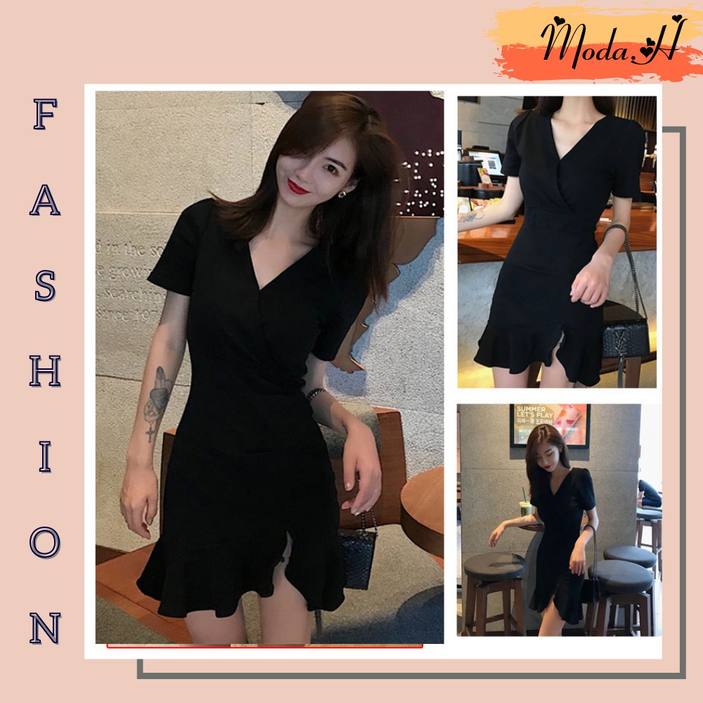 Váy Nữ, Đầm Nữ Body Dáng Ôm Chiết Eo Xẻ Tà, Đầm Thiết Kế Moda.H