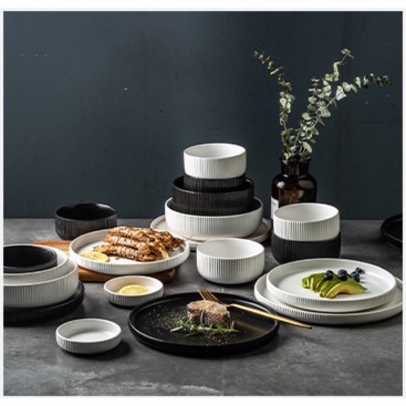Đĩa gia vị sứ trắng , đen Cruise, Chén đựng nước chấm đồ ăn kèm sứ cao cấp, bát gia vị nước chấm