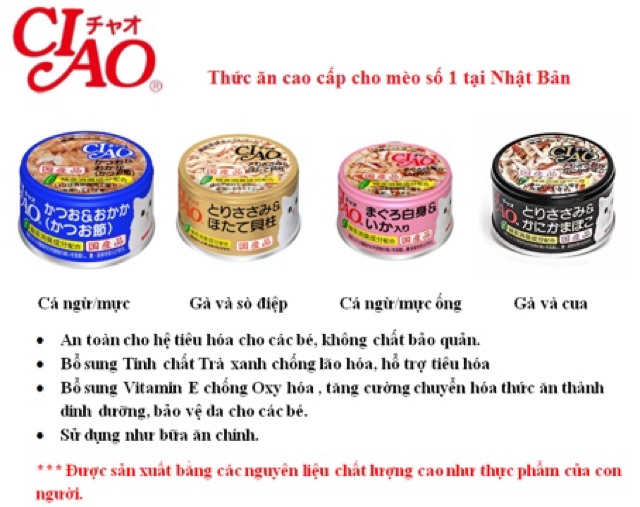 Combo 10 hộp Ciao pate cho mèo ( trộn đủ mùi vị ) thương hiệu uy tín