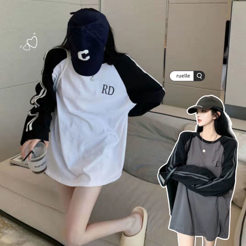 Áo Thun Tay Dài Dáng Rộng Phong Cách Hàn Quốc Mới Size Lớn Cho Nữ