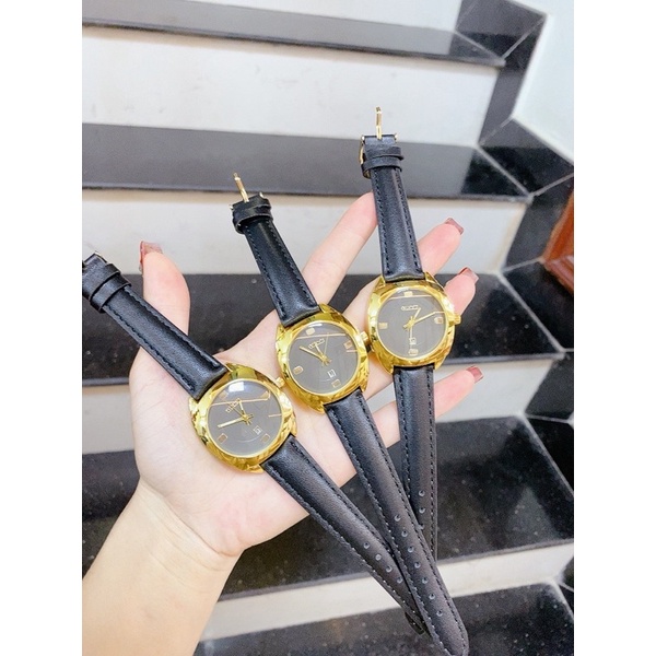 Đồng hồ nữ gucci  quai da đeo tay chống nước măt tròn màu nâu tây thời thượng