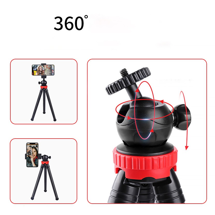 Tripod Bạch Tuộc Dùng Cho Điện Thoại, Máy Ảnh, Gopro Có Bán Kèm Đế Kẹp Điện Thoại, Remote Bluetooth