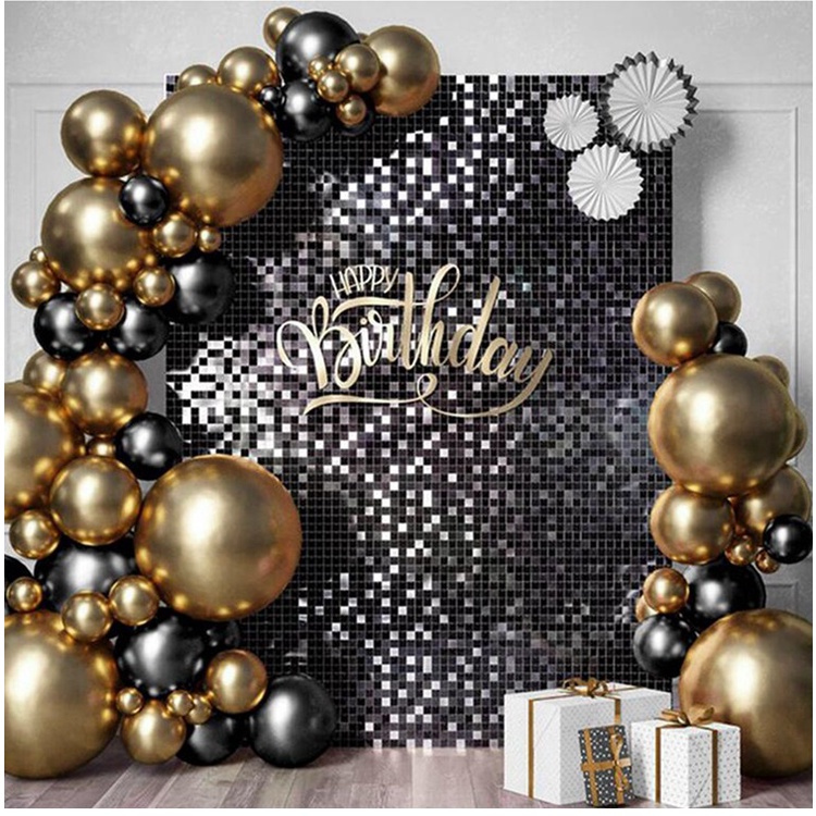 Chủ đề màu đen loạt bong bóng vòm vòng hoa kit chrome vàng cao su đám cưới tiệc tốt nghiệp bong bóng trang trí sinh nhật