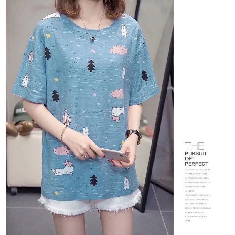 Áo thun ngắn tay nữ cổ tròn màu nhuộm thời trang phong cách mới