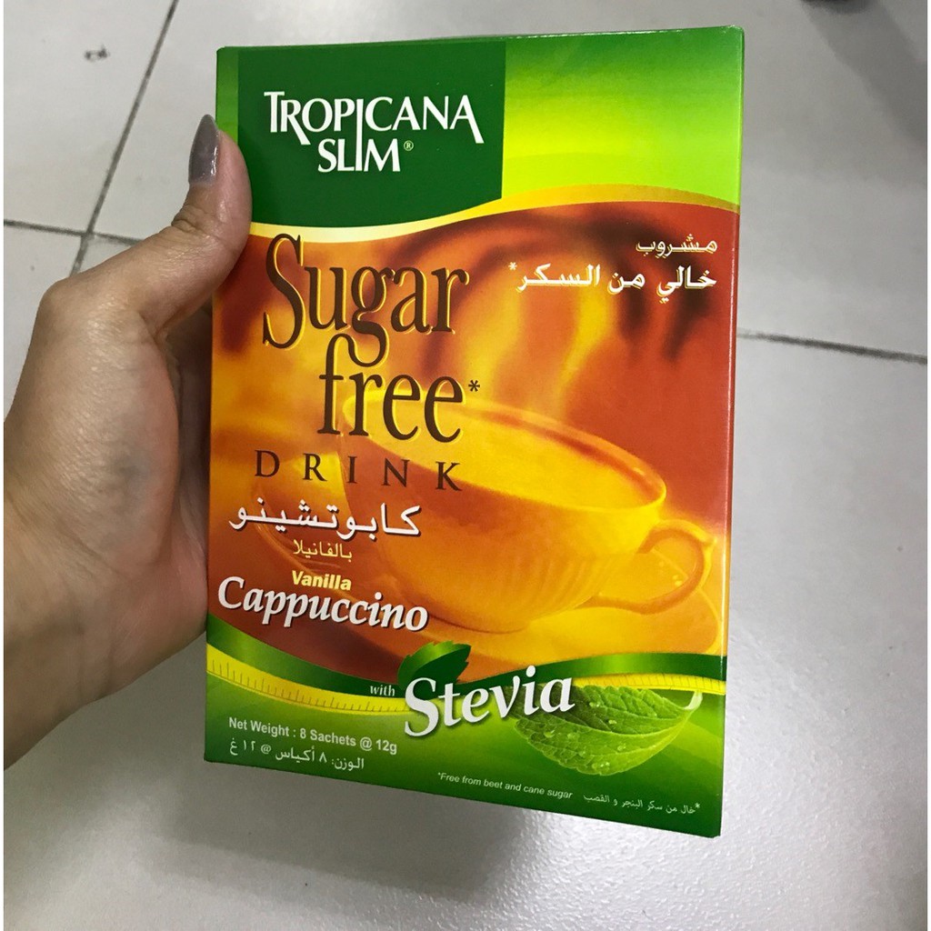 Cafe Ăn Kiêng vị Cappuccino Không Đường Chiết Xuất Từ Lá Cỏ Ngọt Tropicana Slim - Nhập Khẩu Indonesia