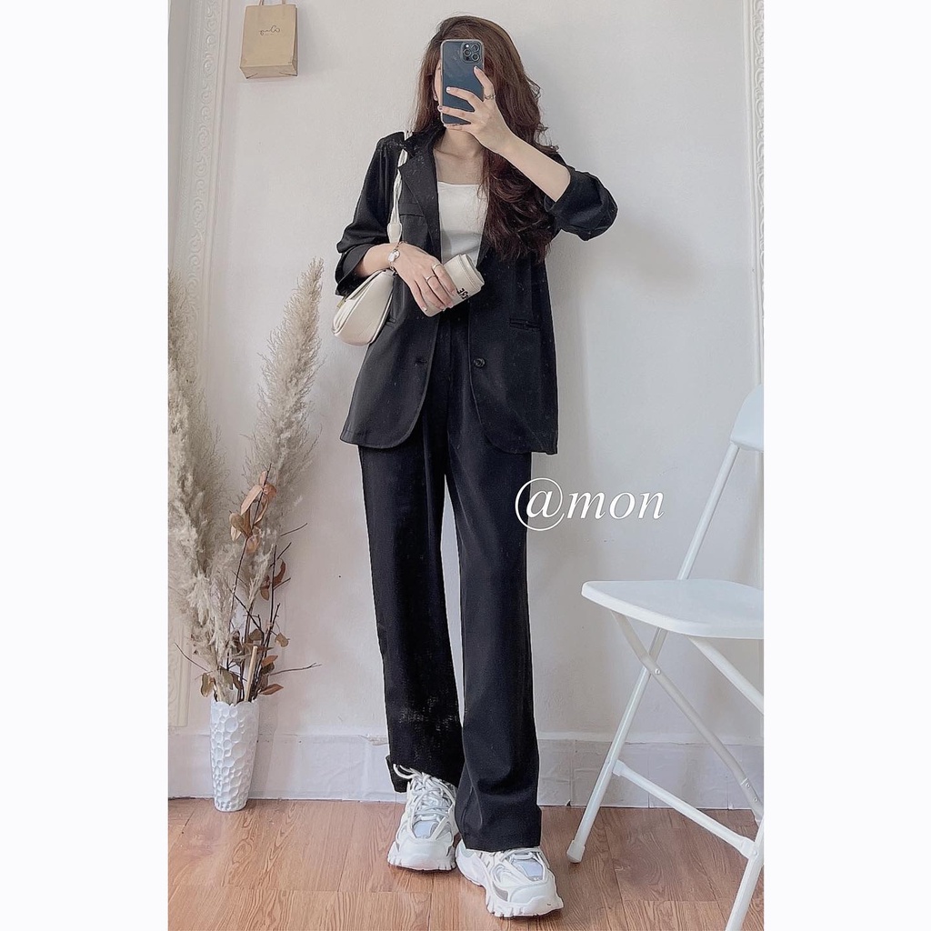 2101580 Áo blazer dài tay - áo khoác blazer nữ chất mango mềm mát freesize