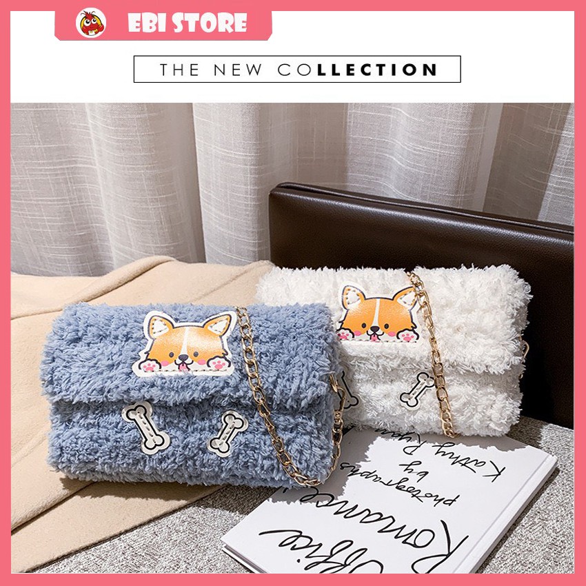 Túi Tự Đan Len Mác Gấu Chó ❤️ Ebi Store - Freeship ❤️ Set Phụ Kiện Túi Handmade Mác Corgi Siêu Dễ Thương - Diy Bag