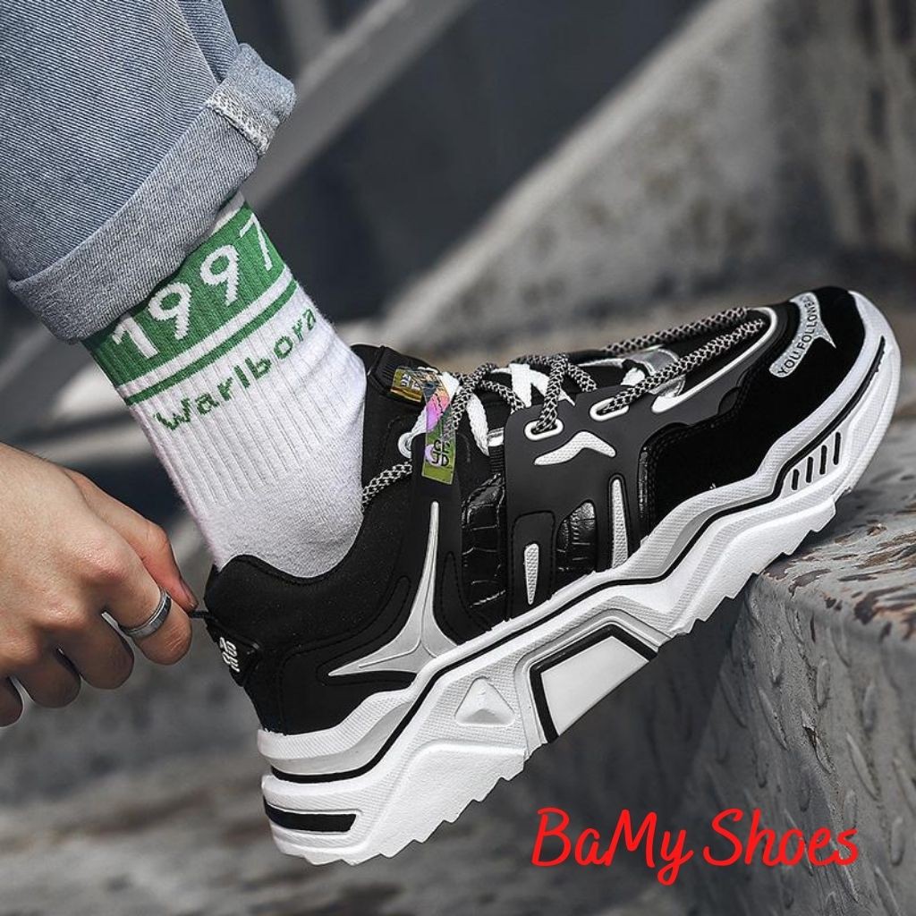 HÀNG NHẬP KHẨU -  Giày Thể Thao Nam Tăng Chiều Cao 🍀 Giày Sneaker Nam Màu Đen vải lưới Thông Hơi Thoáng Khí- M95 - Hàng