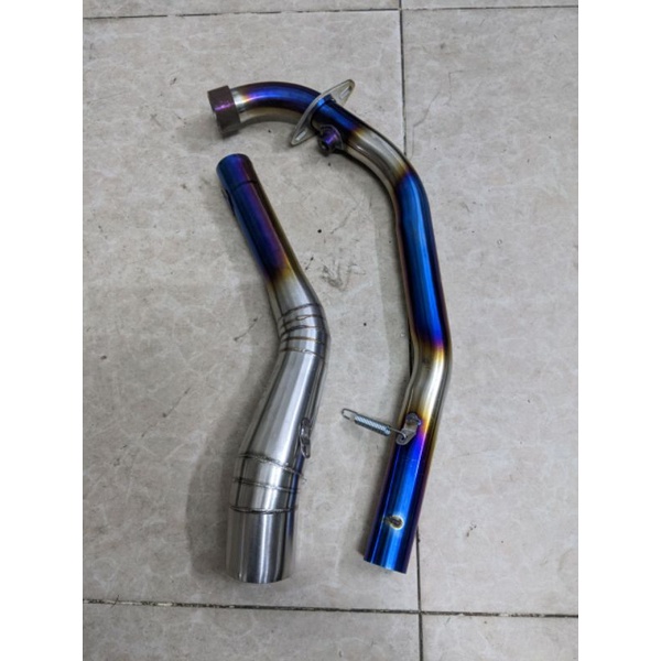 Cổ pô gắn lon kiểu lên màu titan đi sâu gắn Raider Satria Sonic Winner