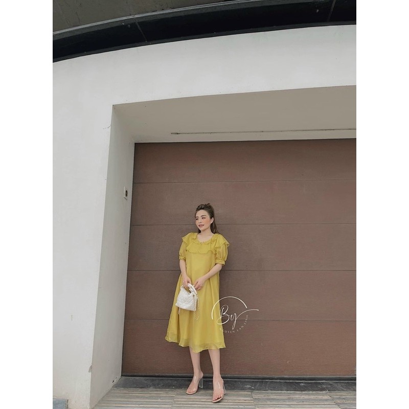 váy tơ óng 2 lớp cổ bèo | BigBuy360 - bigbuy360.vn