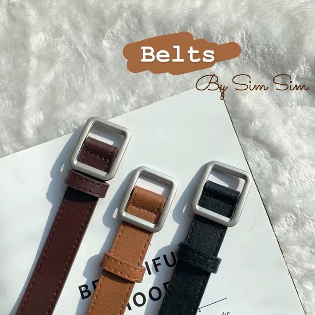 Dây thắt lưng Nam Nữ mặt TRòn - Vuông - Chữ Nhật - dây nịt học sinh Sim sim shop bản to 3cm