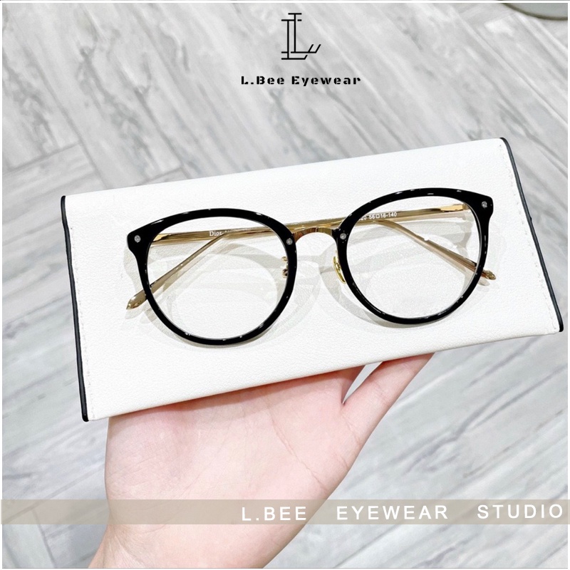 Gọng kính cận nữ thời trang L.BEE EYEWEAR, kính kim loại mắt mèo nhựa cao cấp MSP.60L.20