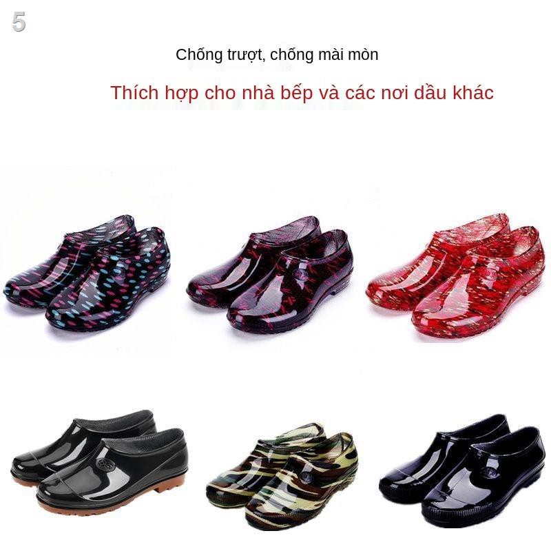 ❉◐Cắt ngắn nam giới chung công trường xây dựng nhà hàng đơn giản xô cao su mới đầu tròn nữ giày nước đi mưa ống chống tr