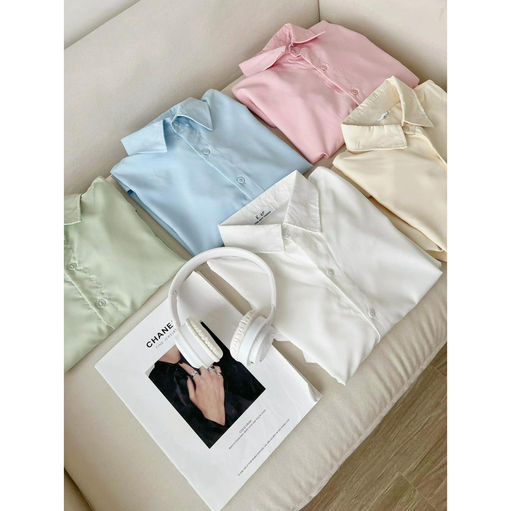Áo sơ mi trơn dài tay form suông Lưu Diệc Phi