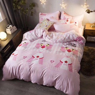 Bộ chăn ga gối poly cottong báo hồng