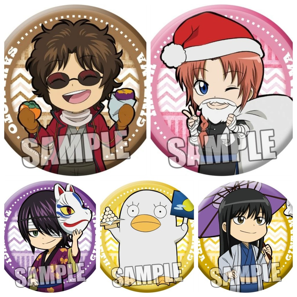 Huy hiệu IN HÌNH nhân vật GINTAMA LINH HỒN BẠC anime chibi dễ thương xinh xắn