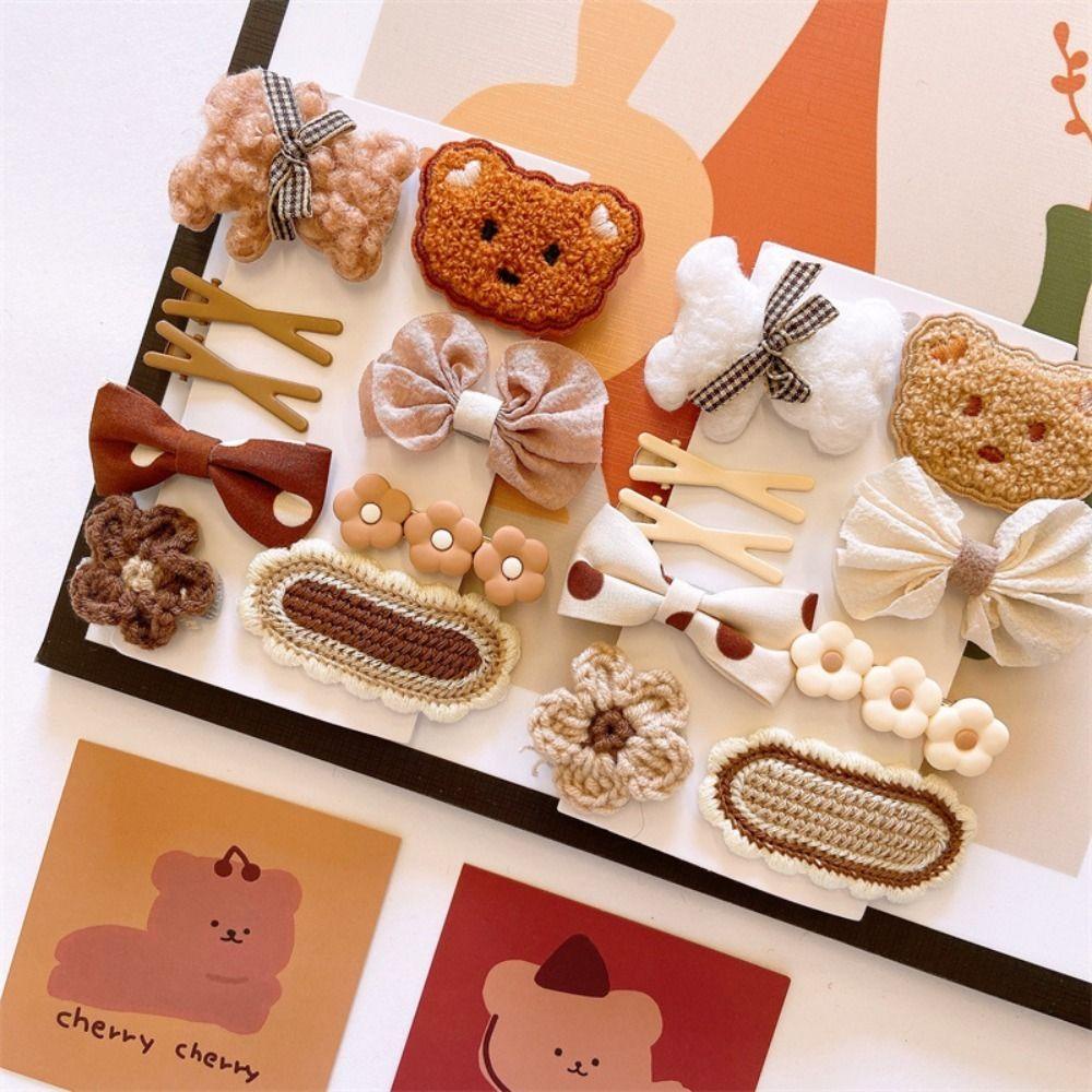 Kẹp Tóc Đính Nơ Dệt Kim Hình Gấu Dễ Thương Cho Bé Gái