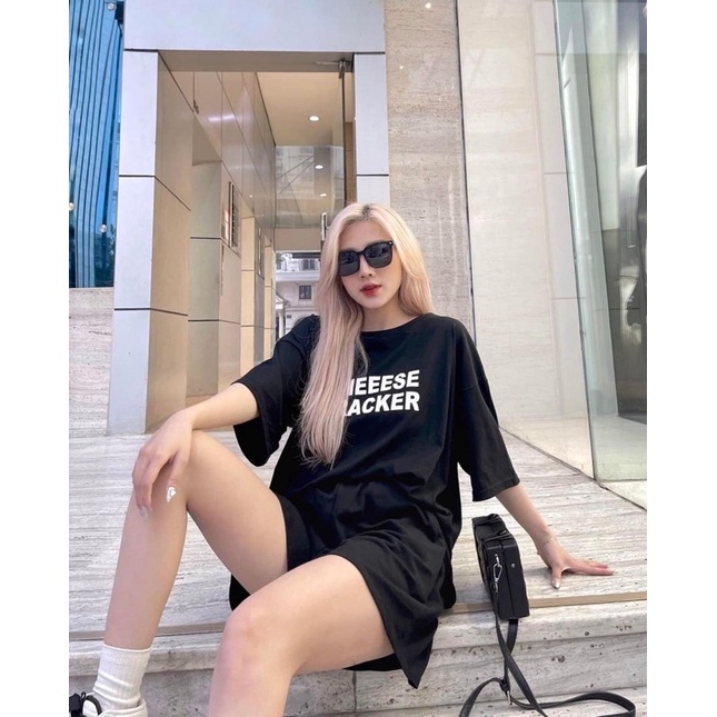 (Ảnh thật) Set Đồ Thun Áo Phông In Chữ Cheese Kèm Quần Short