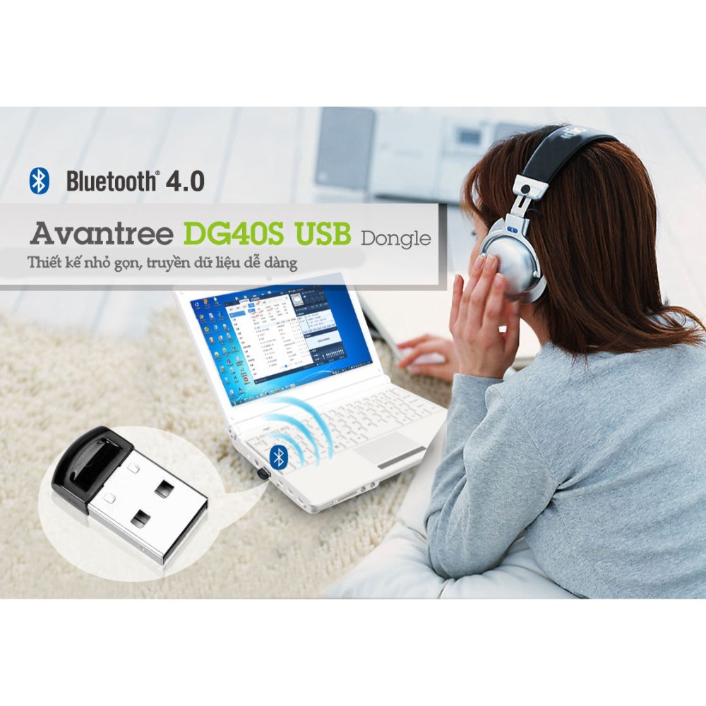 USB Bluetooth AVANTREE DG40S hỗ trợ 6 thiết bị, 2 tai nghe cùng lúc - A1453 (Đen)