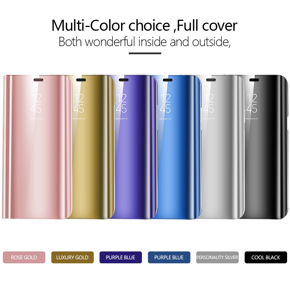 [Ready Stock]iPhone 6 6S / 6 6S Plus Luxury Plating Acrylic Mirror Bracket Leather Flip Case