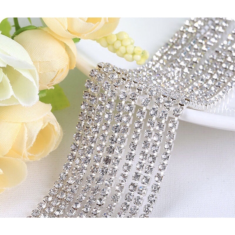 Chuỗi dây đá cao cấp dùng đính áo váy phụ kiện thời trang ( cuộn 1m )