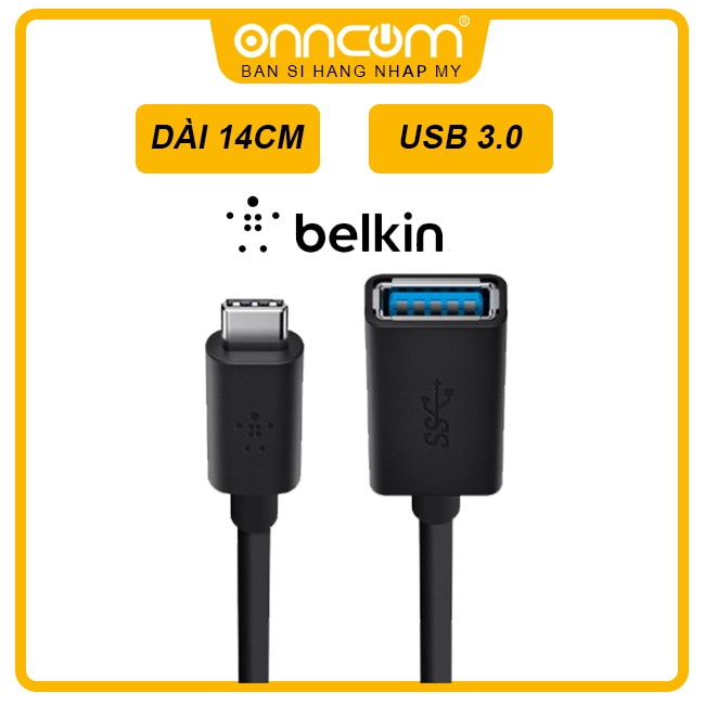 Dây cáp BELKIN USB-C to USB-A Adapter 14cm/5IN - 5 Gbps Black