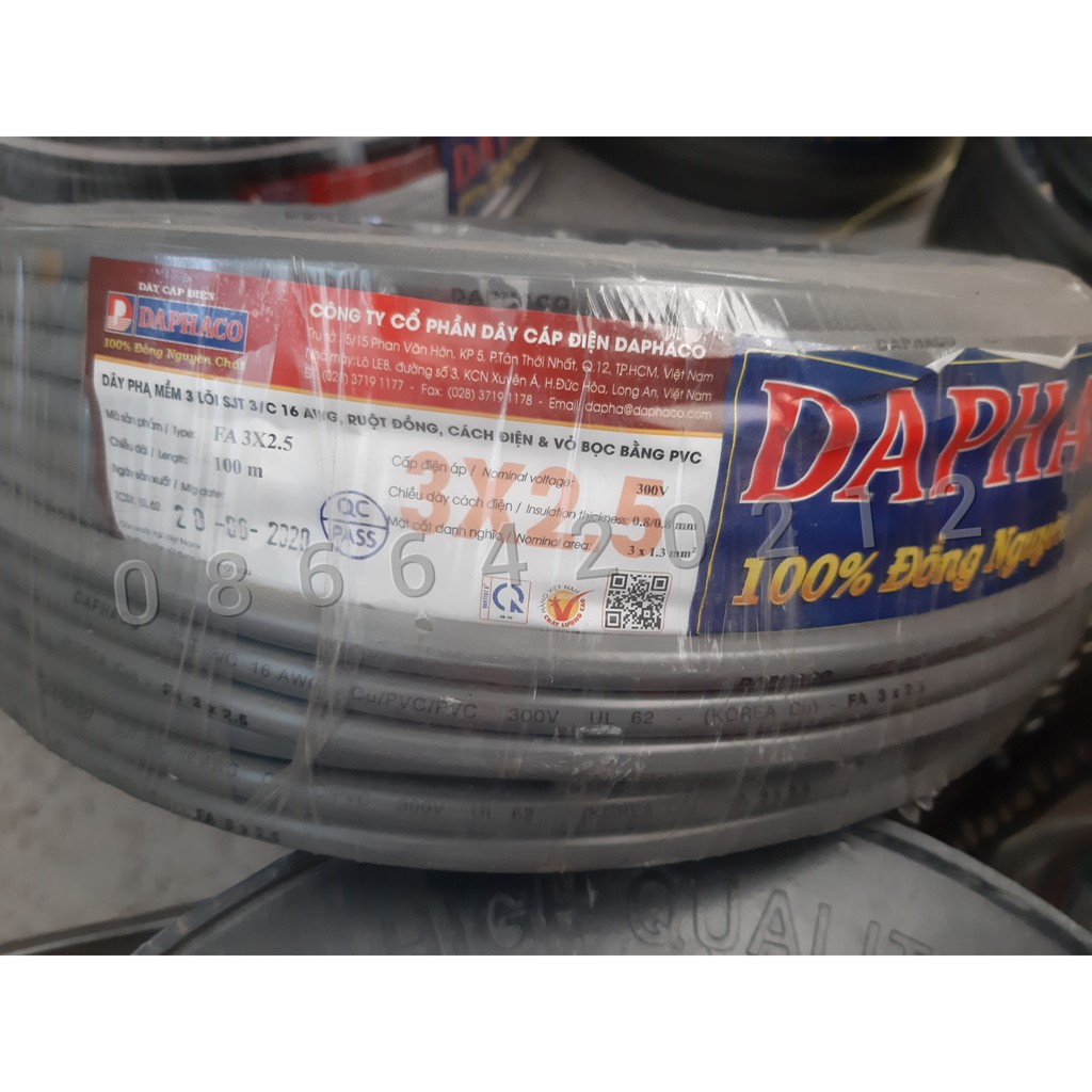 Dây Cáp Điện Tròn Daphaco 3 Lõi 3x1.5 - 3x2.5