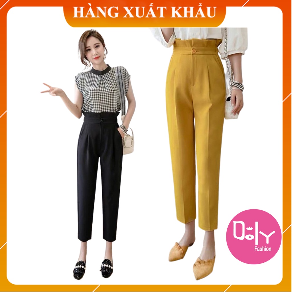 Quần baggy nữ cạp cao xếp ly sang chảnh - Quần baggy cạp bèo vải tuyết mưa Hàn mát lạnh - siêu tôn dáng