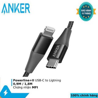 Cáp sạc anker powerline ii usb-c to lightning mfi 0,9m/ 1,8m