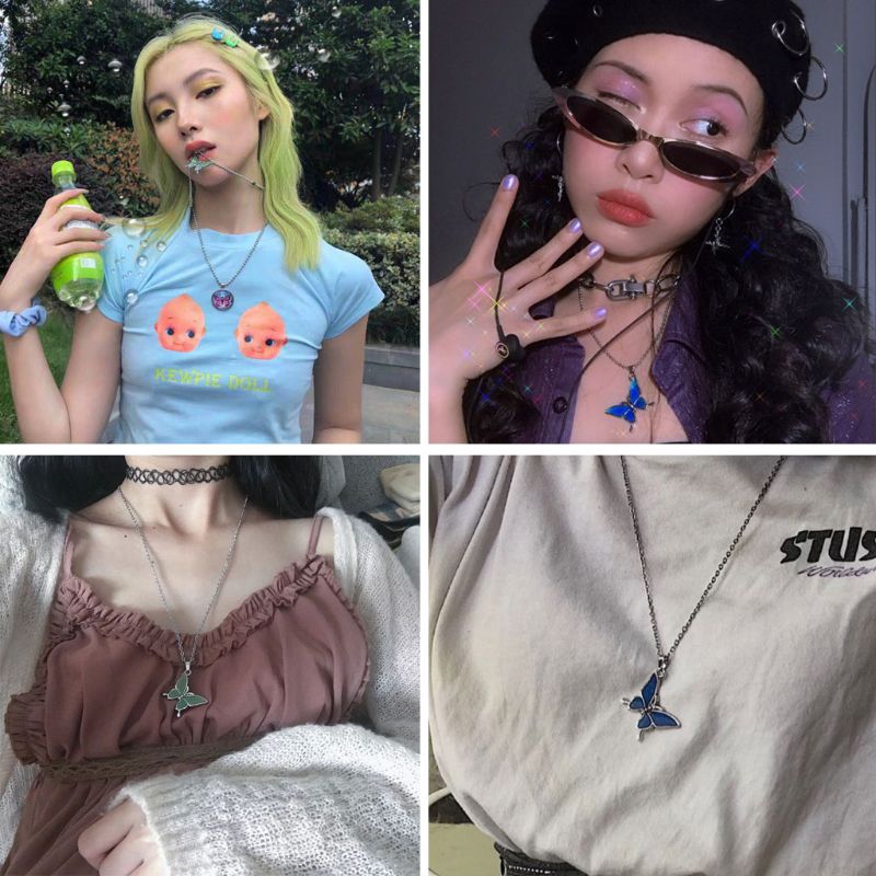 Dây Chuyền Hợp Kim Mặt Hình Bướm Đính Đá Xinh Xắn Cho Nữ