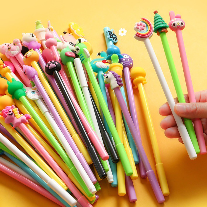 Link 3 - Bút bi nước mực gel Nhiều mẫu Pison cute mực đen ngòi kim 0.38mm - 01 cái
