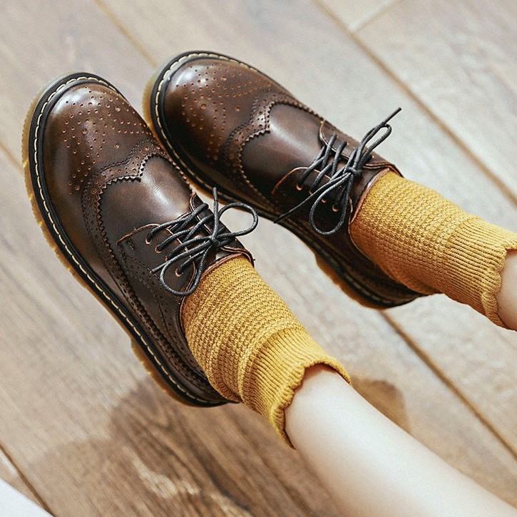 Brogue shoes (mẫu truyền thống) - Giày da bò nữ