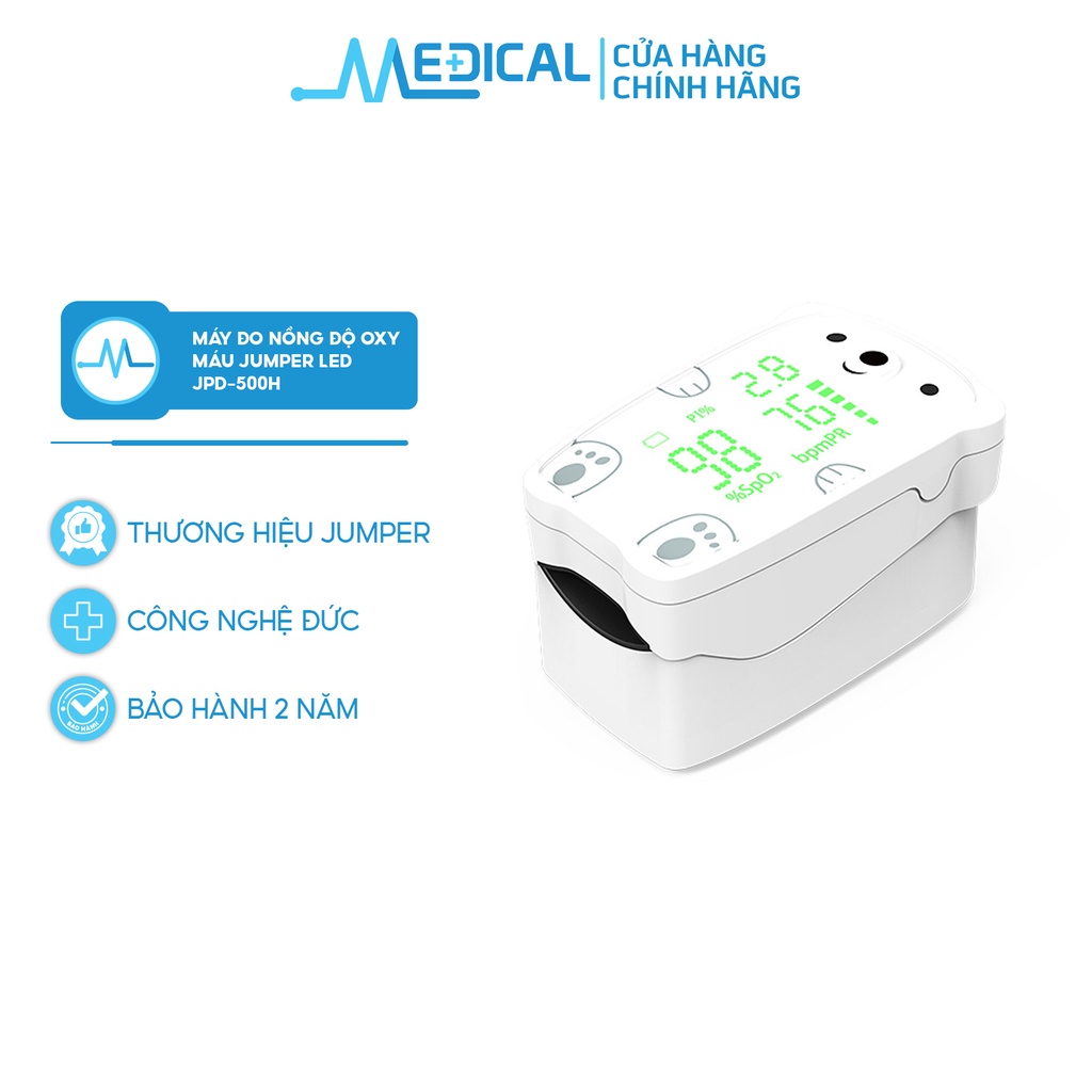 Máy đo nồng độ oxy máu, chỉ số SPO2, PR, PI JUMPER LED JPD-500H (Dùng cho trẻ em) - MEDICAL