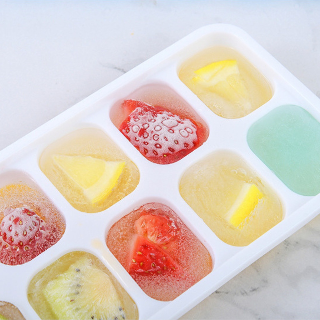 Khay đá/ khuôn làm thạch nhựa silicon có nắp đậy 14 viên cao cấp giá rẻ