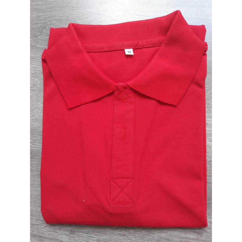 Áo thun Polo ngắn tay có cổ màu Đỏ tươi (S,M,L,XL,XXL) thun cá sấu 100% cotton đẹp lung linh giá sỉ  ྇