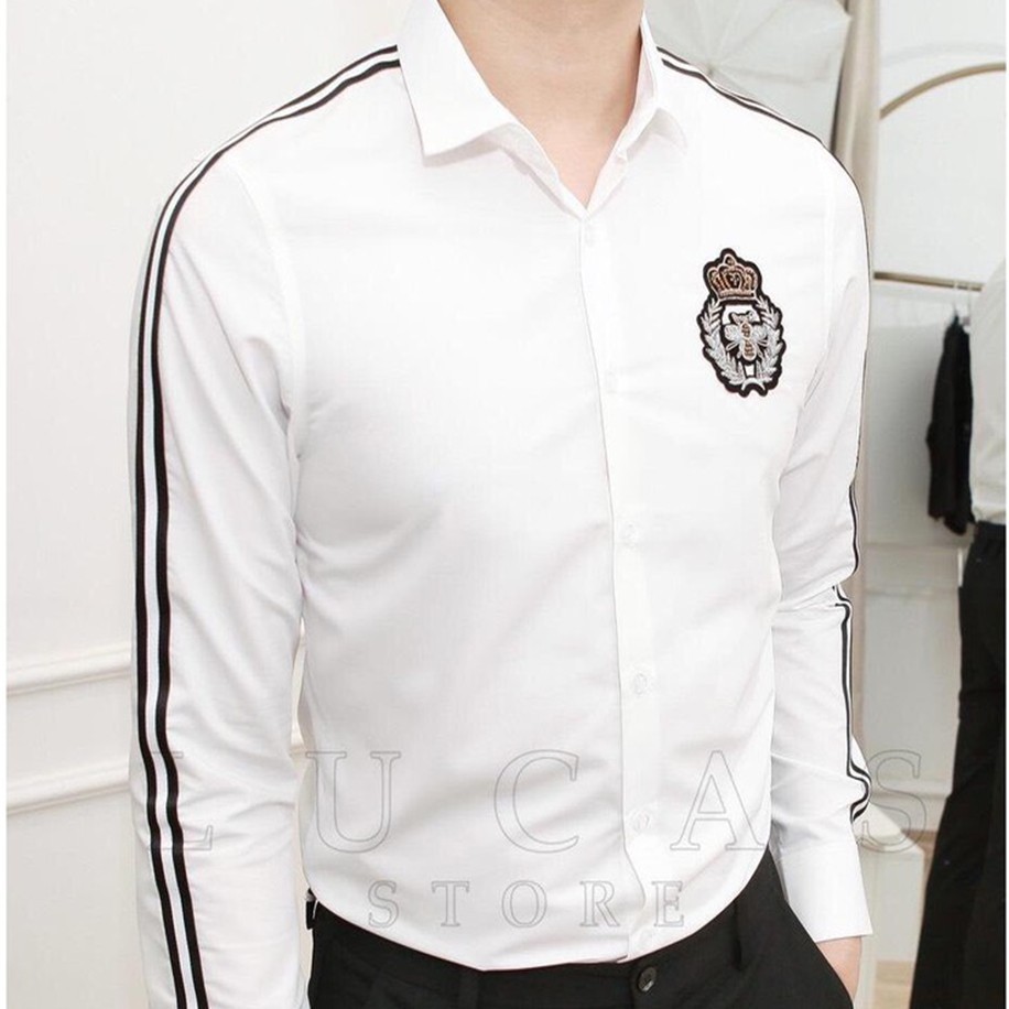 💥 Áo sơ mi nam trắng cổ họa tiết thời trang hot nhất <3,