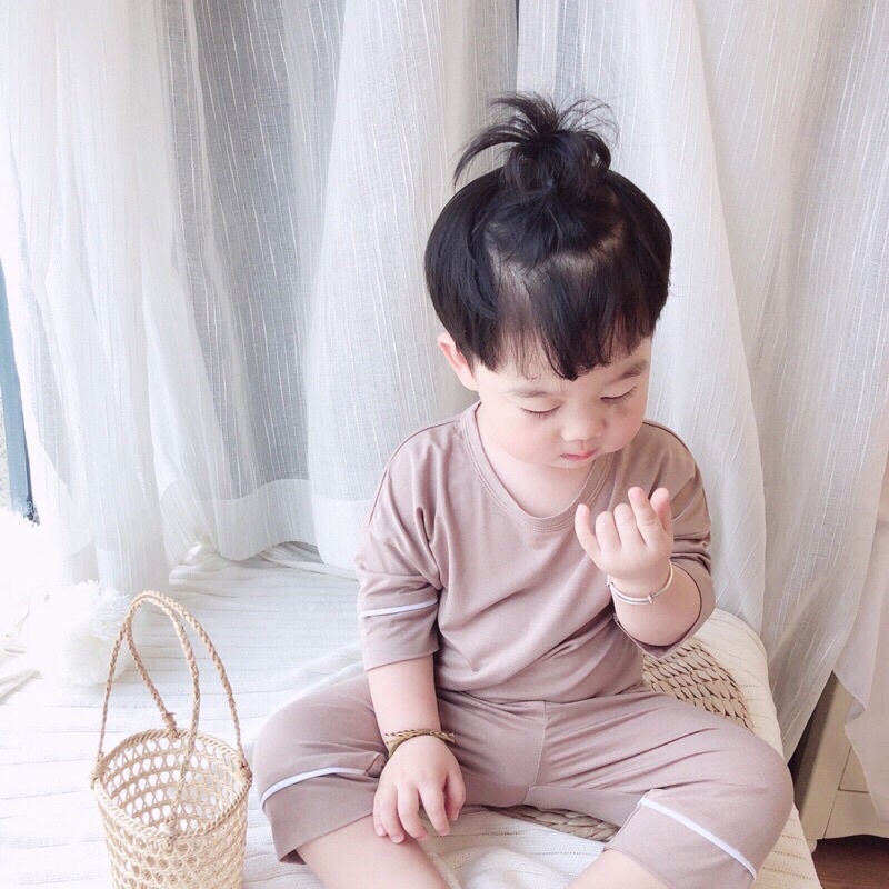 Sale! Bộ dài tay thun lạnh hàng Minky Mom chính hãng tay lửng Chạy Viền Cho Bé Gai Bé Trai (DT6)