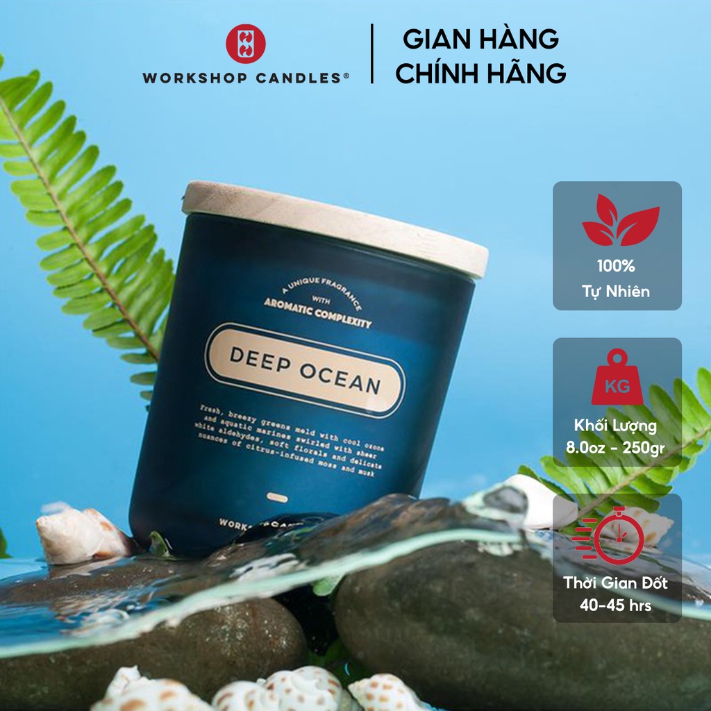 Nến thơm Deep Ocean Workshop Candles H&amp;H Home 8.8oz hương thanh mát