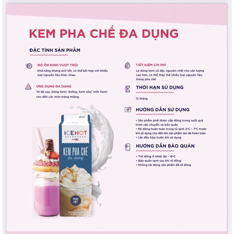 Kem pha chế ĐA DỤNG ICEHOT (kem Base, Rich cao)