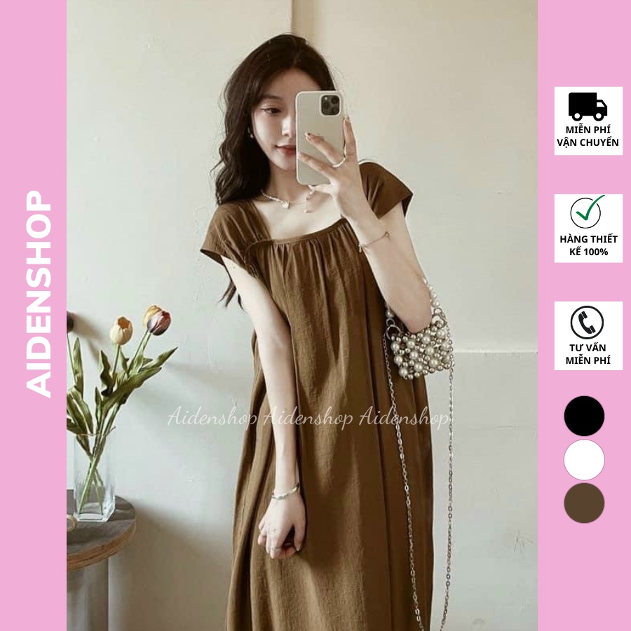 Váy bầu thời trang hai dây bản to Aidenshop đầm bầu mùa hè