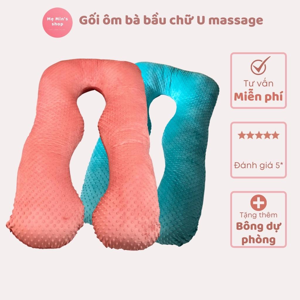 Gối ôm bà bầu chữ U massage cao cấp, gối bầu hút chân không - Mẹ Min's Shop