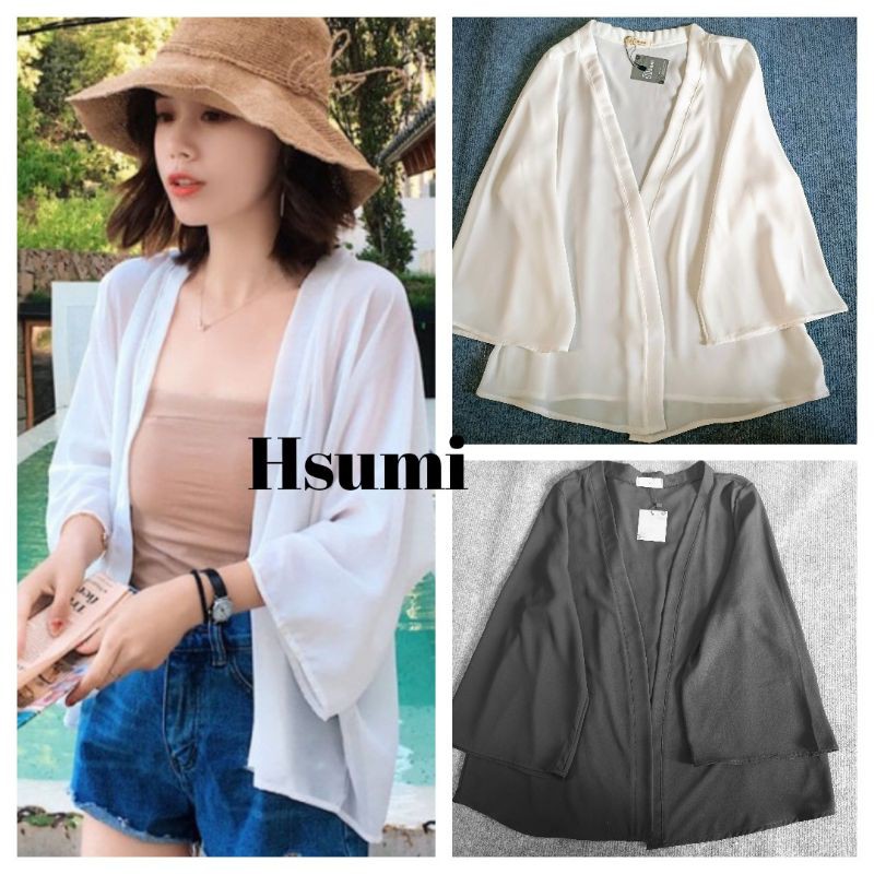 BIGSIZE áo khoác voan kimono của HSUMI 55-85 ký