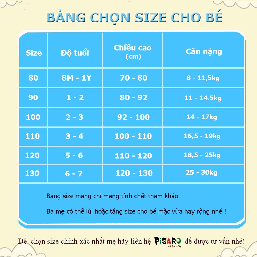Áo thun dài tay Pisaro bé trai bé gái chất vải Cotton mềm mại, áo phông dài tay cho bé