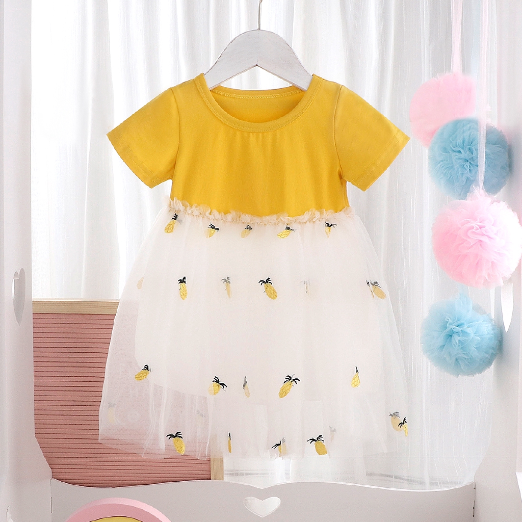 Đầm Xòe Tutu Hoạ Tiết Quả Dứa Đáng Yêu Cho Bé Gái 0-3 Tuổi