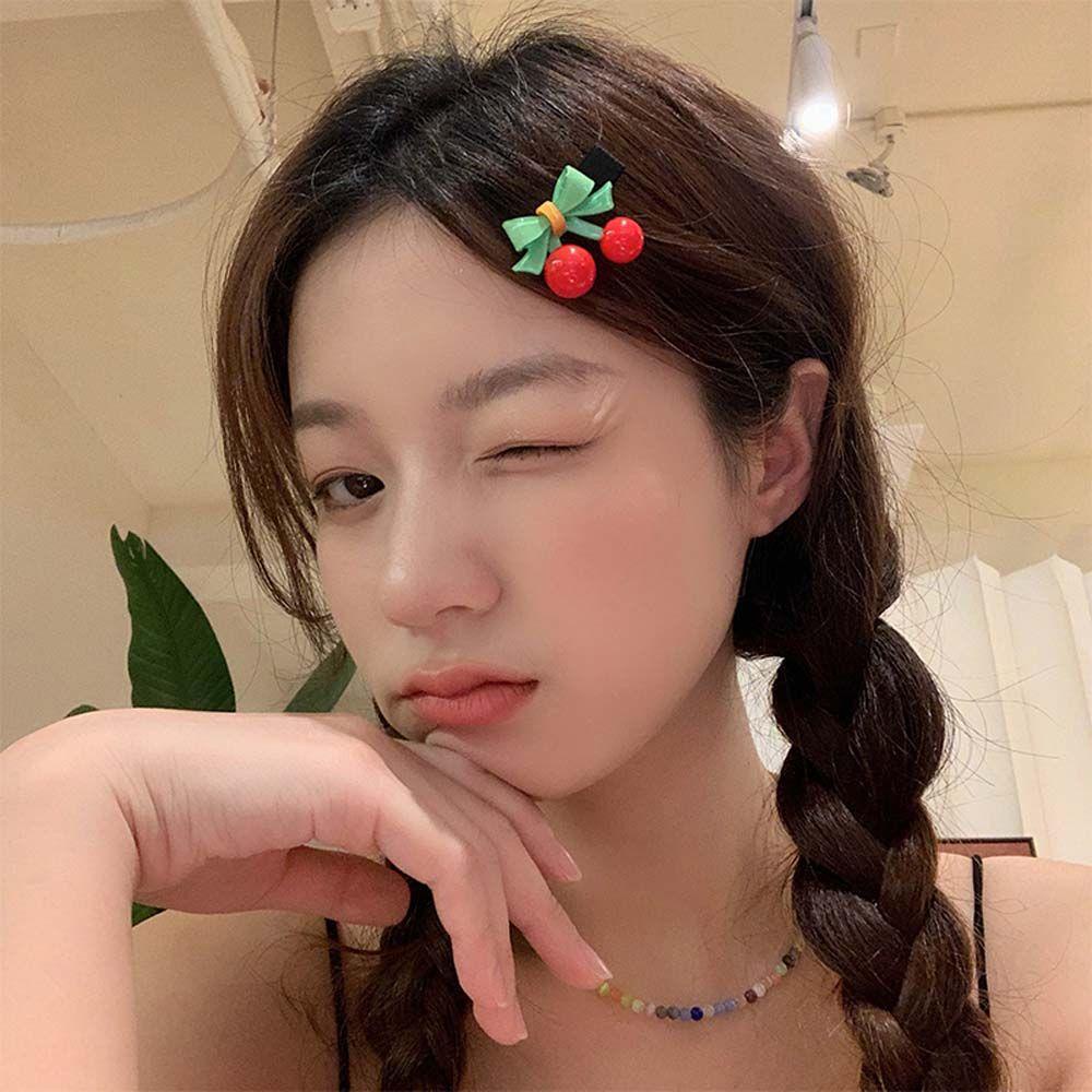 MXGOODS Dây Buộc Tóc Thắt Nơ Màu Đỏ Cherry Đơn Giản Ngọt Ngào Dễ Phối Đồ Cho Bé Gái