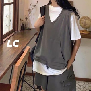 Set 3 Món Áo Gile + Áo Thun Form Rộng + Quần Short Xám Tro Siêu Set09