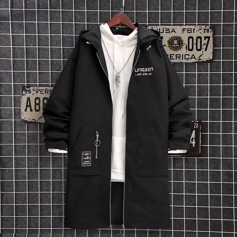 Áo Khoác Hoodie Dáng Rộng Dài Qua Gối In Hoạt Hình Mèo Kiểu Nhật Bản Thời Trang Xuân Thu Cho Nam