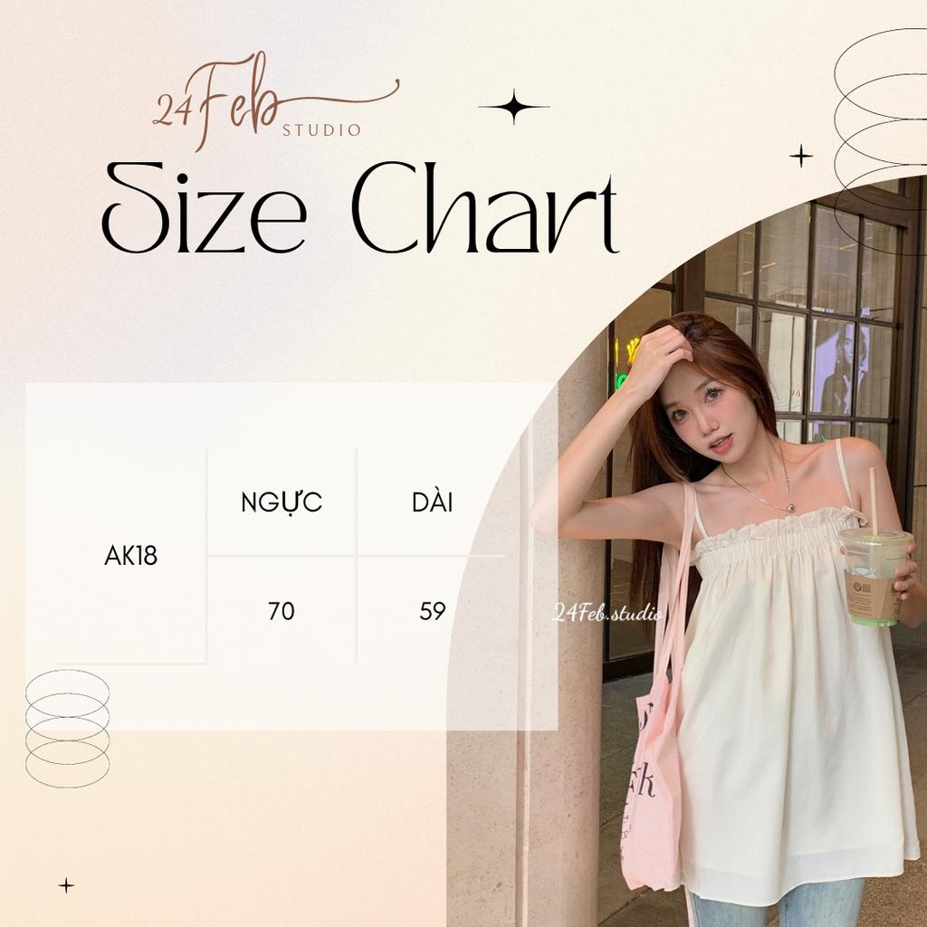 Áo hai dây tơ nhún bèo ngực phong cách vintage Hàn Quốc